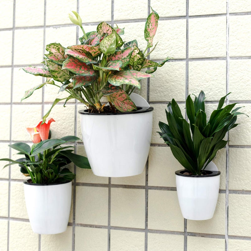 ORIMERC 3 Pack Self Watering Wall Hanging Planter Pots Vertical Garden Window Hang Mount Indoor Outdoor Plant Flower Basket for Kitchen Herbs Balcony Railing Shelf Fence Bedroom Trellis Decor Modern White Box - Image 2